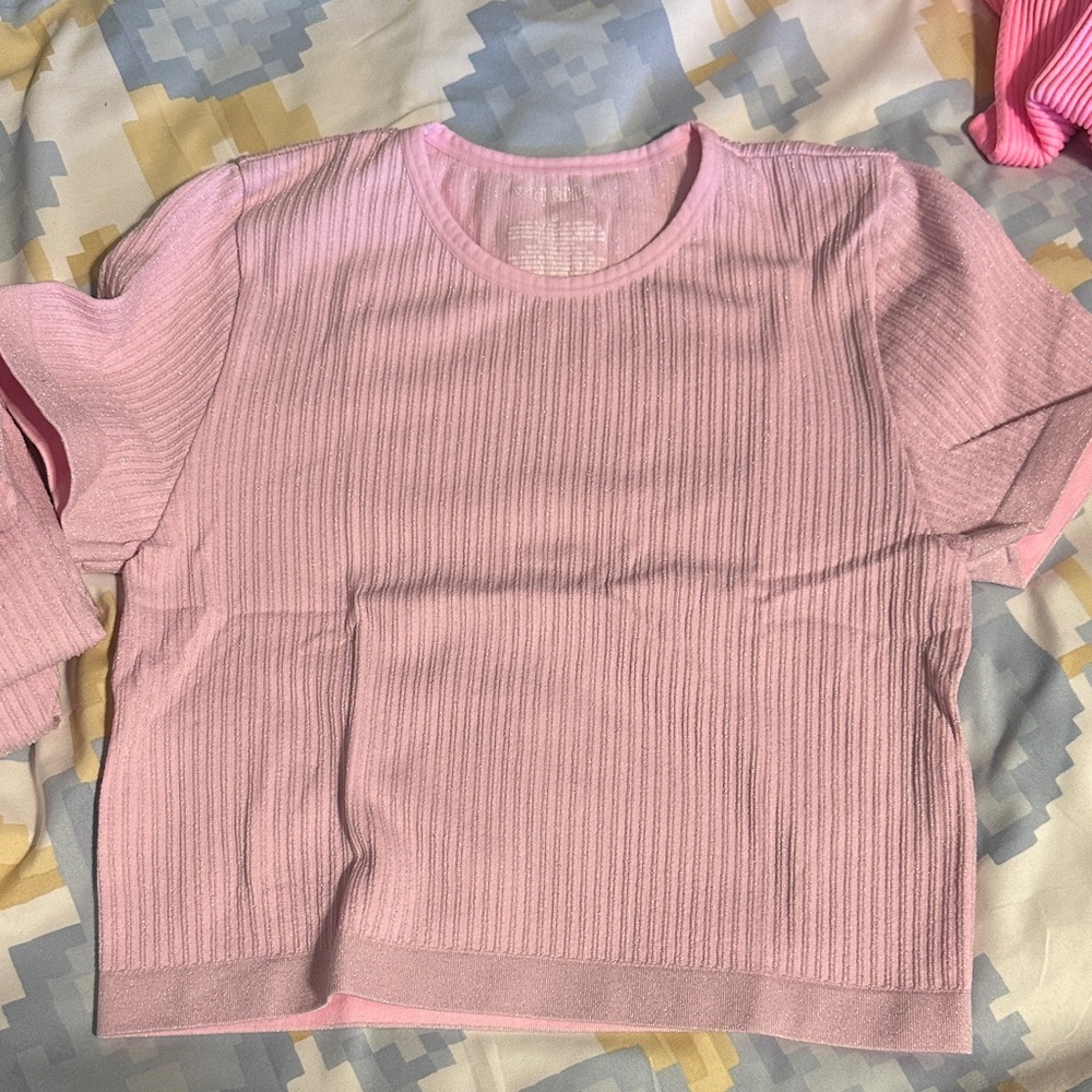 Pink Ribbed Knit Top